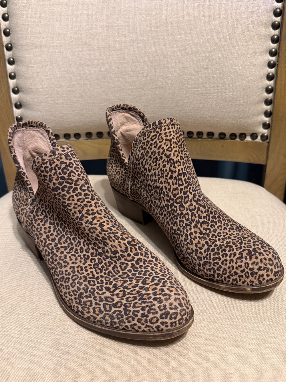 Lucky Brand Leather Leopard Print Ankle Booties Size 9